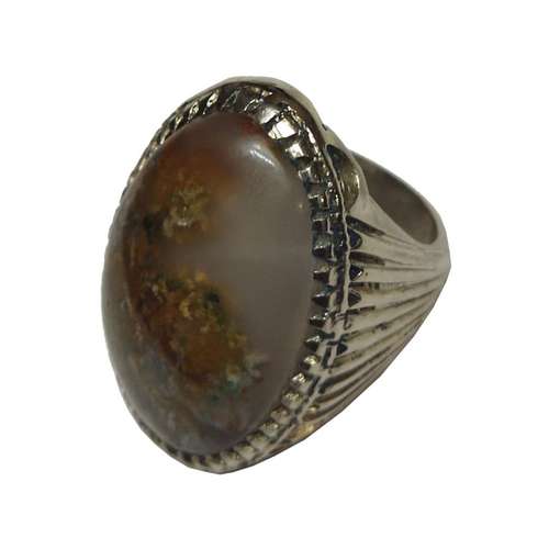 انگشتر مردانه مدل دوقاب برنجی نگین عقیق شجر اصل معدنی