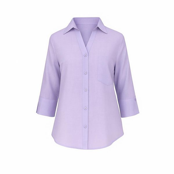 شومیز آستین سه ربع یقه هفت زنانه مدل 856 رنگ بنفش
