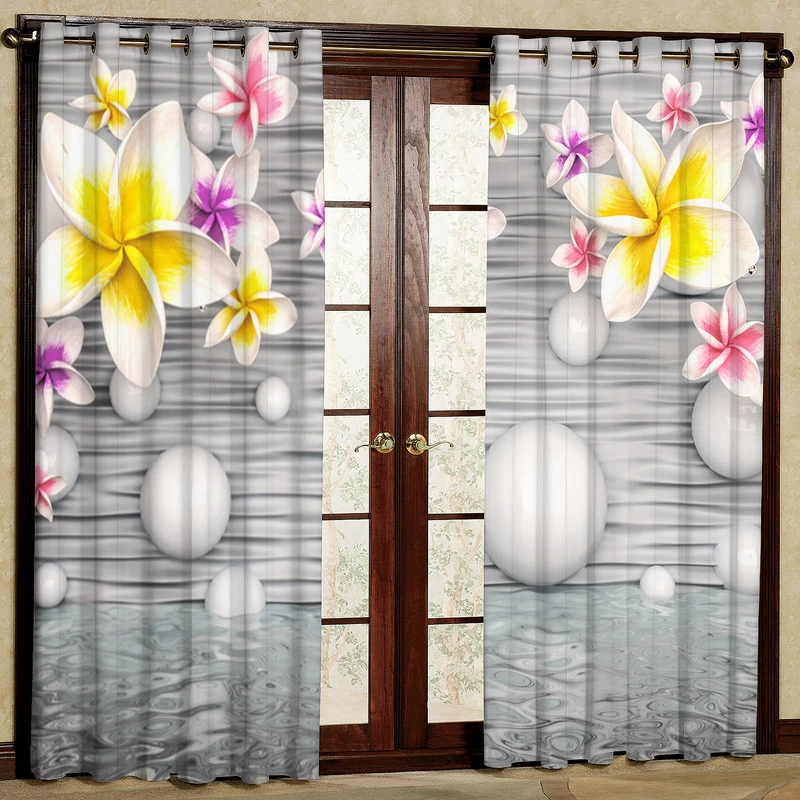 پرده مدل مخمل پانچی طرح گل و گوی کد 4343T2 سایز 200x140 سانتی متر