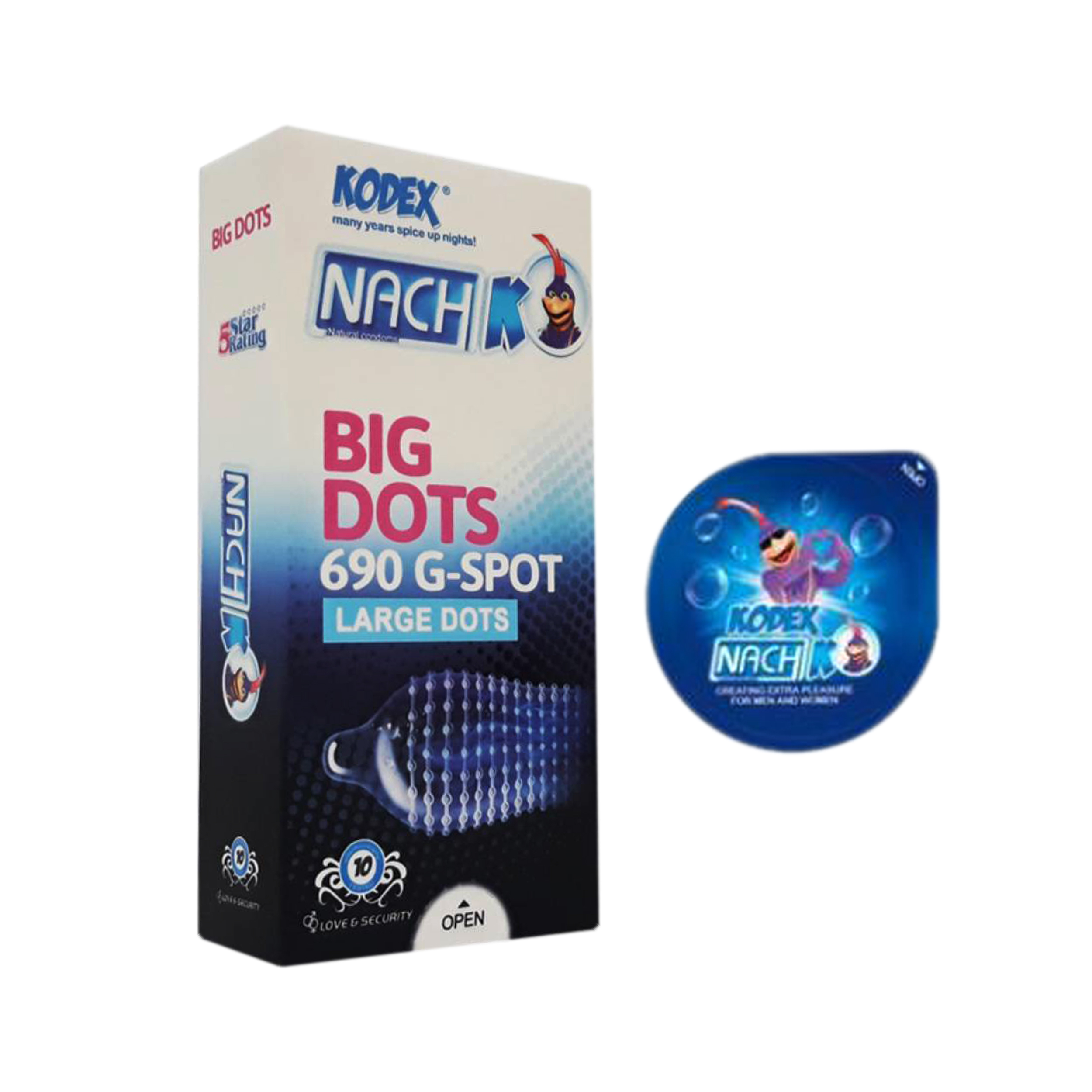 کاندوم ناچ کدکس مدل BIG DOTS بسته 10 عددی به همراه کاندوم ناچ کدکس مدل بلیسر