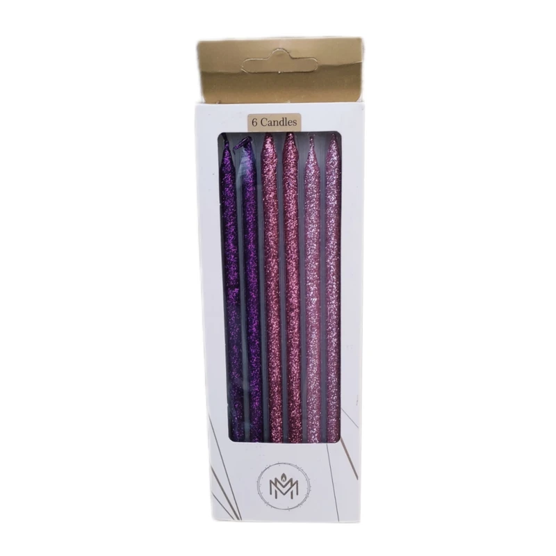 شمع تولد مدل مدادی طرح اکلیلی SB بسته 6 عددی