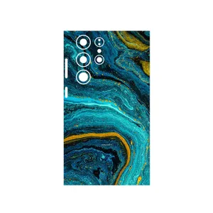 MAHOOT Turquoise marblewith golden streaks Cover Sticker for Samsung Galaxy S23 Ultra