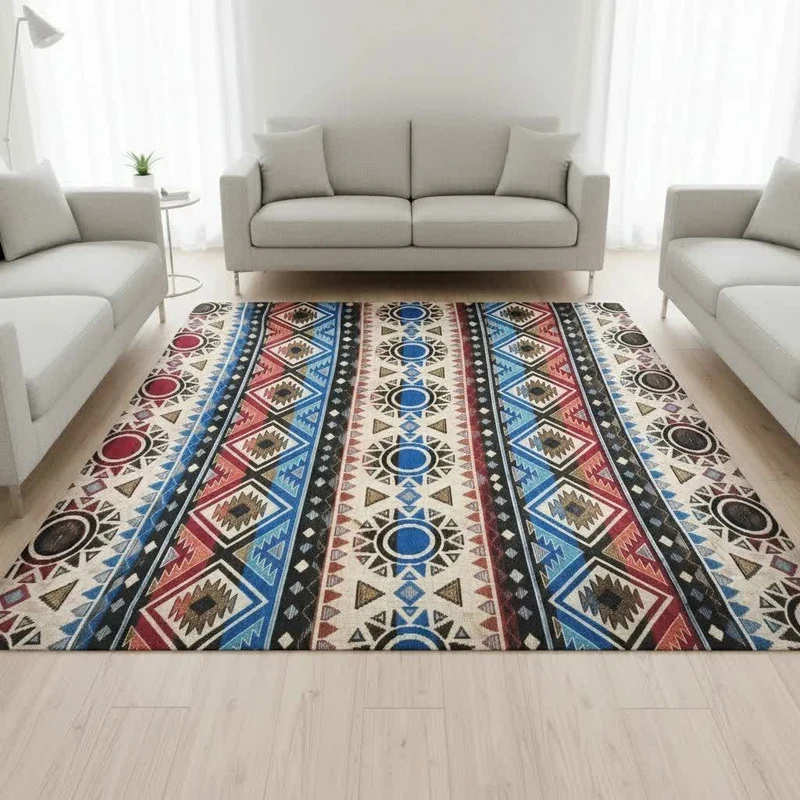 روفرشی مدل زیر سفره ای طرح هندسی کد 657 زمینه کرم