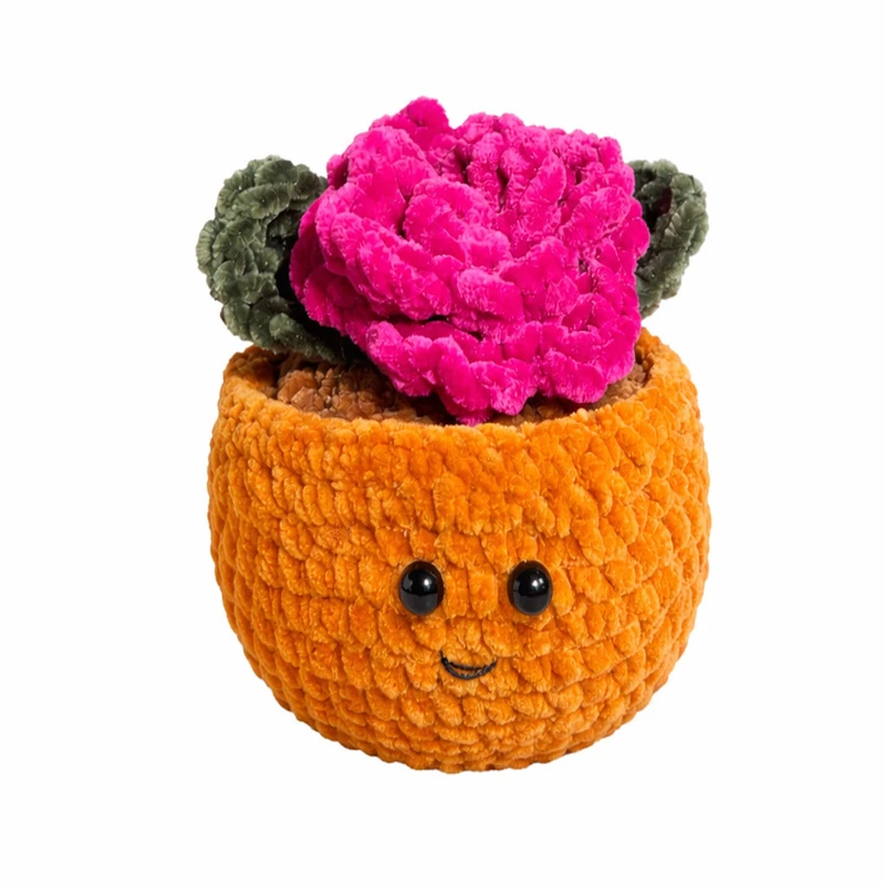 عروسک بافتنی طرح گلدان گل