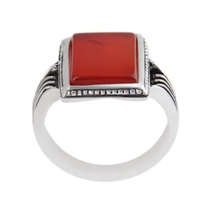 انگشتر نقره مردانه بازرگانی میلادی مدل سنگ عقیق کد AM_2564