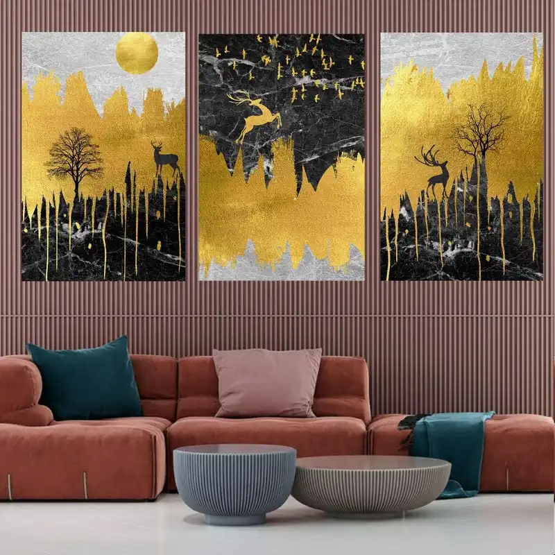 تابلو بوم طرح مدرن کد PS102 مجموعه 3 عددی