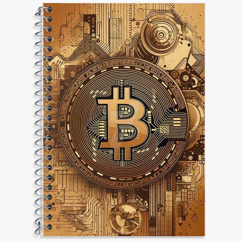 دفتر زبان 50 برگ خندالو مدل دو خط طرح بیت کوین (Bitcoin) کد F1638