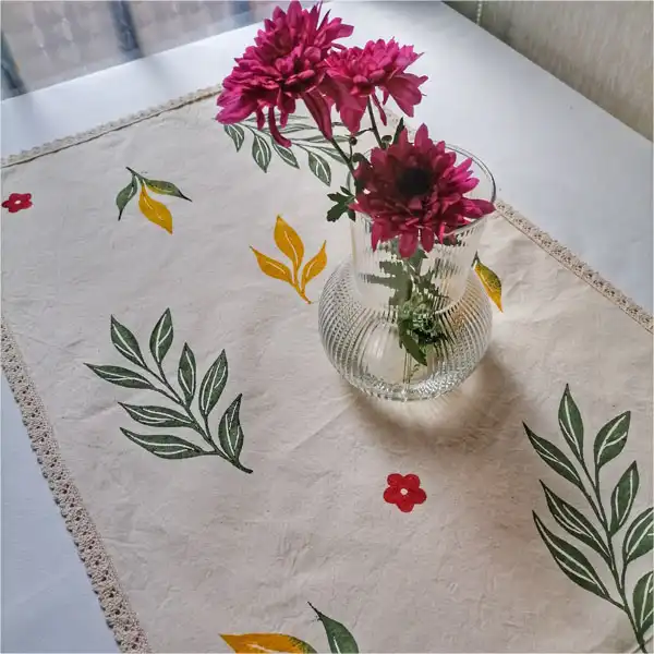 رومیزی چاپ دستی مدل پاییزی