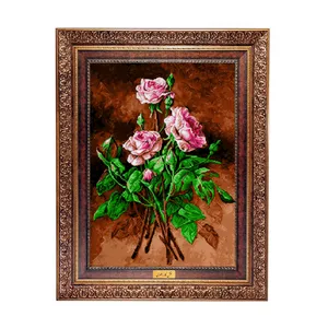 تابلو فرش ماشینی نقش نگار رضوی طرح گل کد 453C