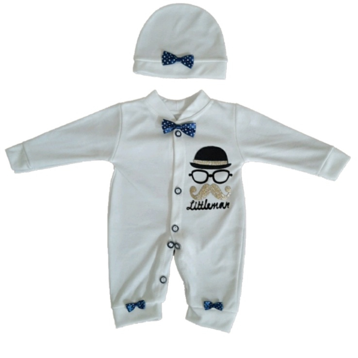 ست سرهمی و کلاه نوزادی مدل سبیل کد 31