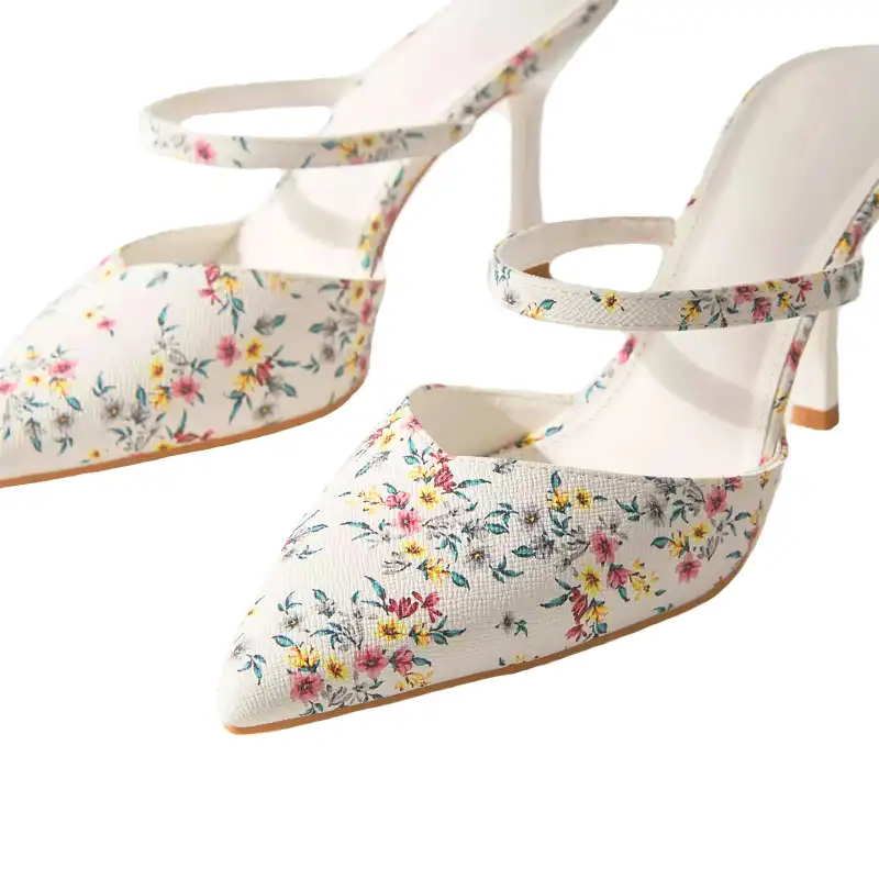 کفش زنانه مکس مدل Floral Print Slip-On Mules with Stiletto Heels