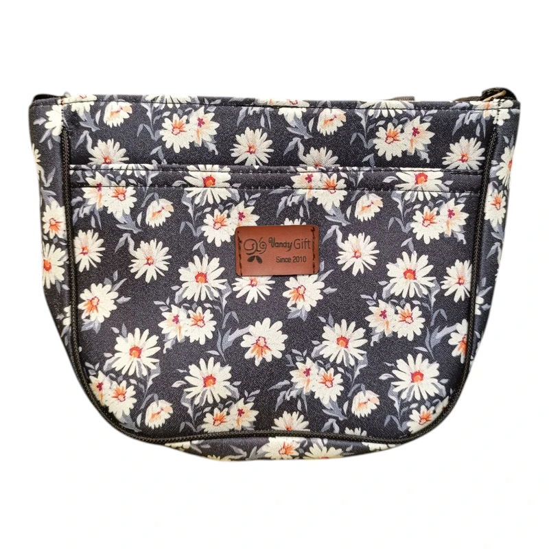 کیف دوشی زنانه وندی گیفت مدل نیم گرد طرح بابونه