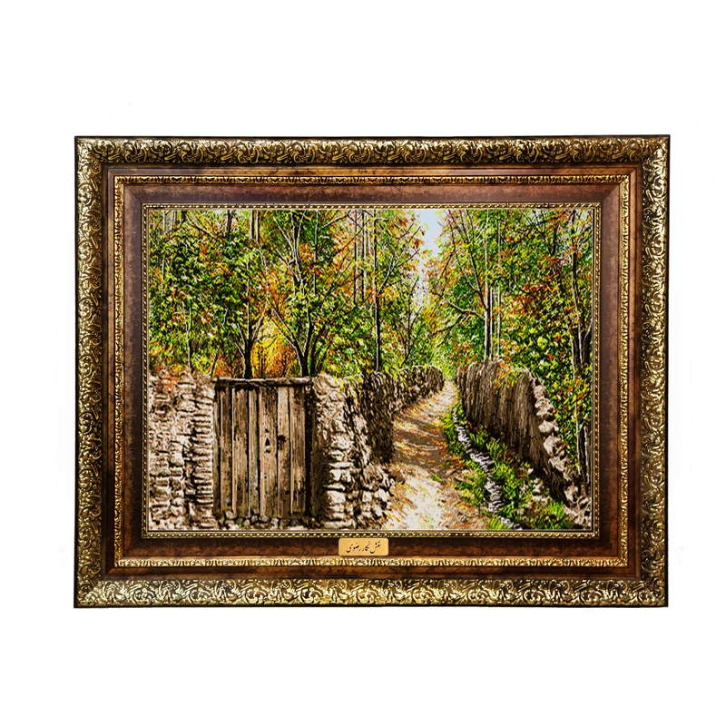 تابلو فرش ماشینی نقش نگار رضوی طرح کوچه باغ کد 1892H