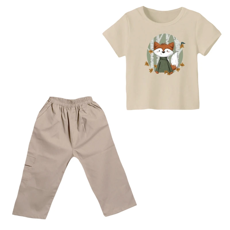 ست تی شرت و شلوارک پسرانه مدل روباه کد ۲