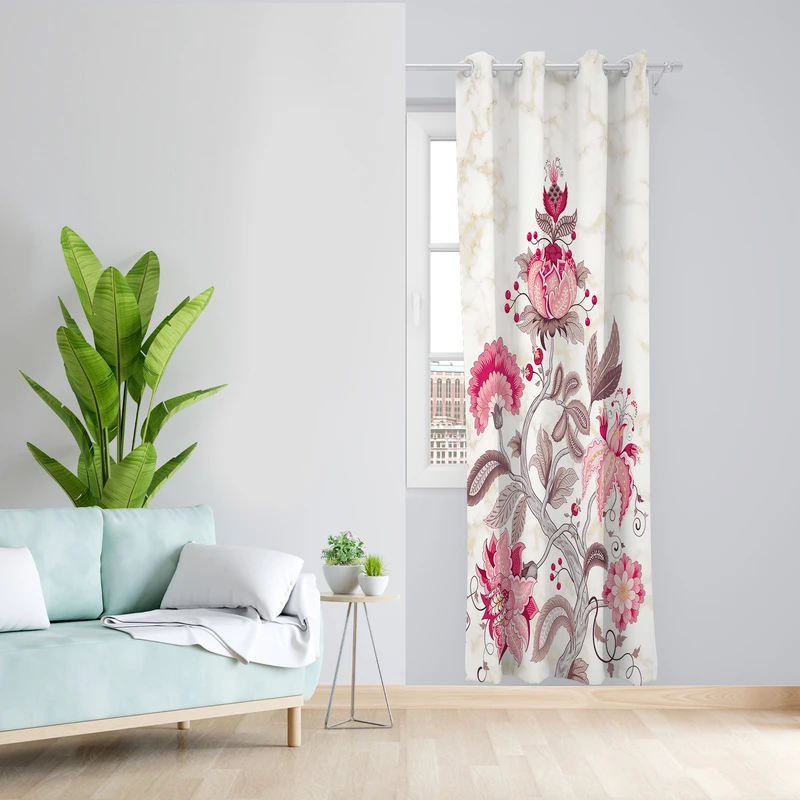 پرده طرح گل مدل مخمل پانچی کد 4263 z سایز 140x200 سانتی متر