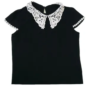 بلوز آستین کوتاه زنانه مدل یقه دانتل