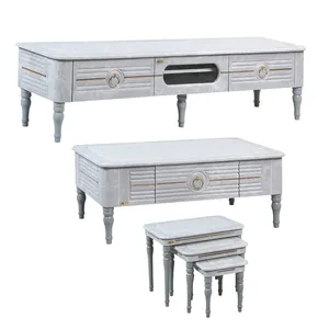 میز پذیرایی مدل تاران کد 12 مجموعه 4 عددی به همراه میز تلویزیون