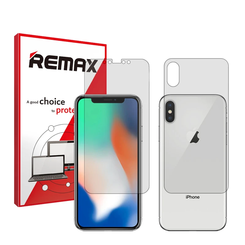 محافظ صفحه نمایش شفاف ریمکس مدل HyGEL مناسب برای گوشی موبایل اپل iPhone X به همراه محافظ پشت گوشی
