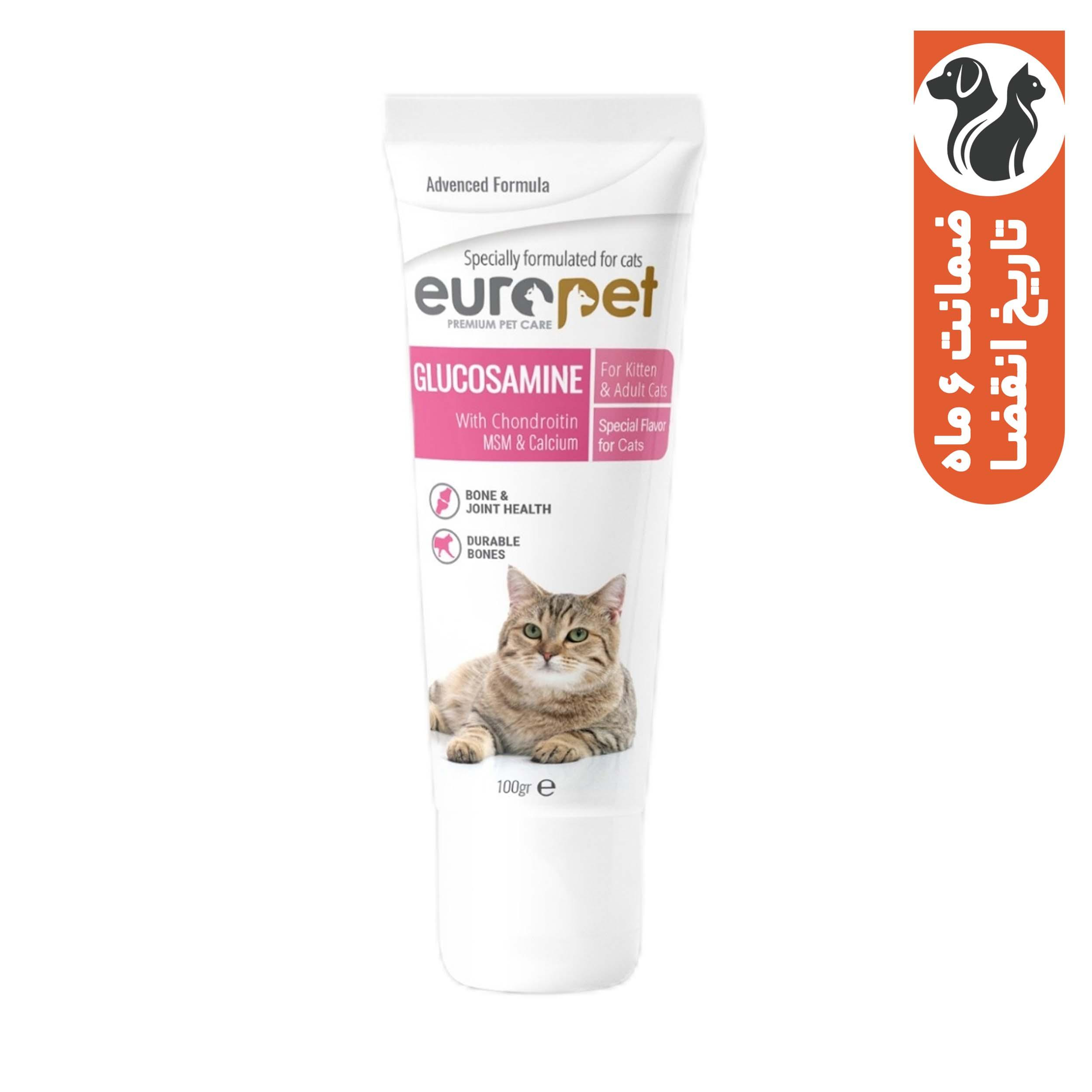 خمیر مکمل گربه یوروپت مدل گلوکزامین وزن ۱۰۰ گرم