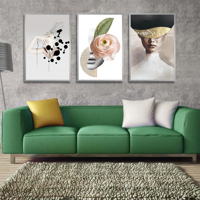 تابلو بکلیت طرح مدرن چهره مدل شاین اکلیلی SI-1819 مجموعه 3 عددی