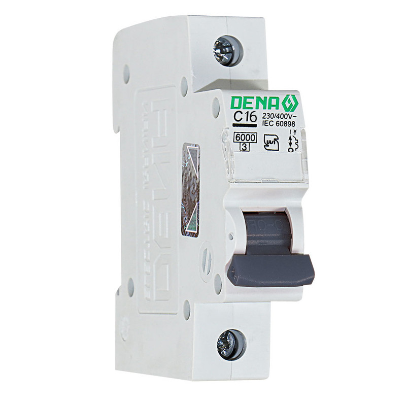فیوز مینیاتوری تک فاز 16 آمپر دنا الکتریک ایرانیان مدل C16-6KA بسته 2 عددی