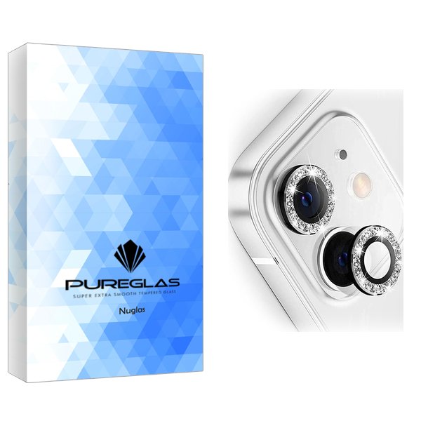 محافظ لنز دوربین پیور گلس مدل NueGlas رینگی نگین دار مناسب برای گوشی موبایل اپل iPhone 11 / 12 / 12 Mini