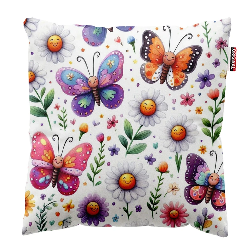  کوسن پاد آفرین طرح پروانه و گل کد 2077 سایز 30*30 سانتی متر