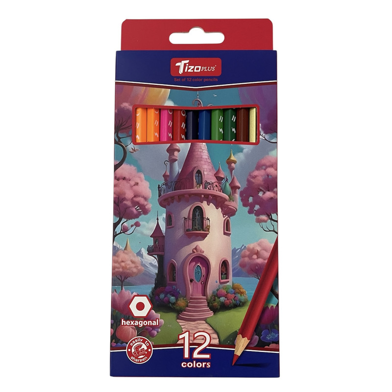 مدادرنگی ۱۲رنگ تیزوپلاس طرح خانه 00500