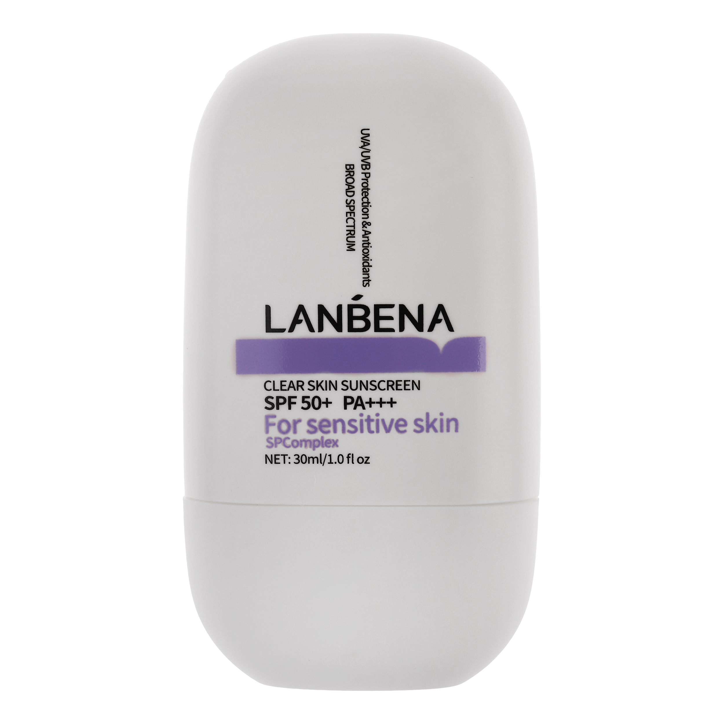 کرم ضد آفتاب بدون رنگ لنبنا SPF 50 مدل sensitive ‌حاوی محافظ UVB و UVA مناسب پوست‌ های حساس حجم 30 میلی‌ لیتر