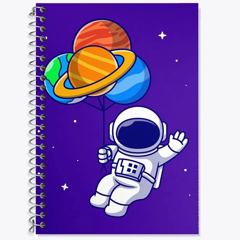 دفتر زبان 50 برگ خندالو مدل دو خط طرح فضانورد کد 25083