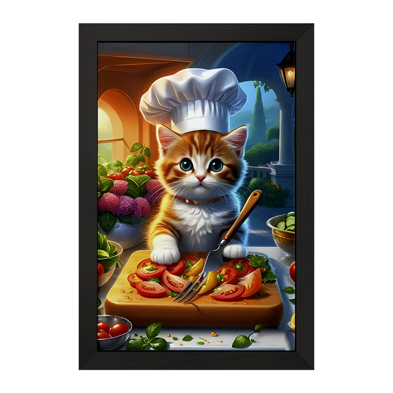 تابلو خندالو مدل گربه آشپز کد F6750