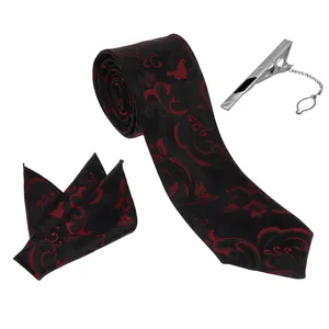 ست کراوات و دستمال جیب و گیره کراوات مردانه مدل NEW کد 5