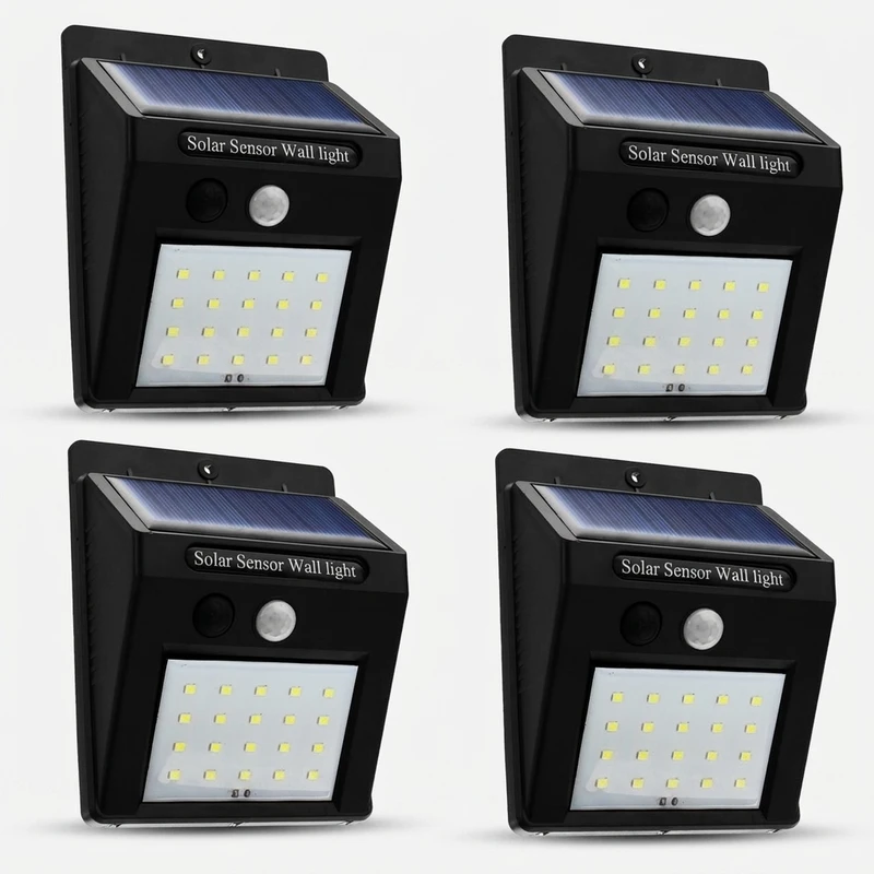 چراغ حیاطی مدل چراغ خورشیدی سنسور دار LED  مجموعه 4 عددی
