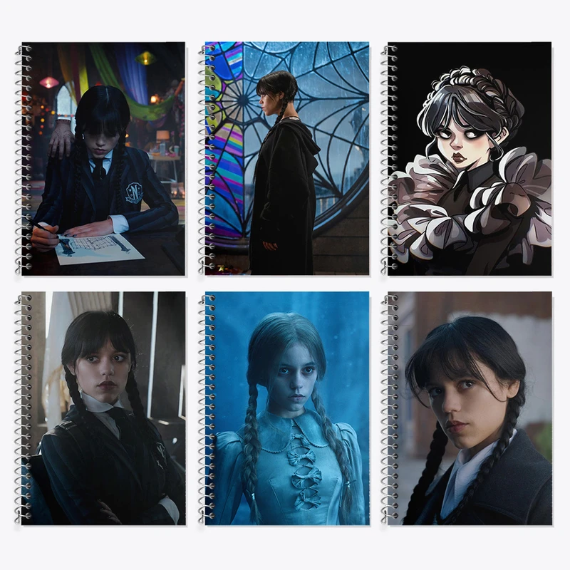 دفتر زبان 50 برگ خندالو مدل دو خط طرح ونزدی (Wednesday) کد 724 مجموعه 6 عددی