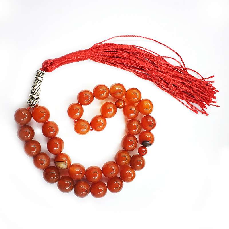 تسبیح سلین کالا مدل تراش عقیق سرخ ce-k82