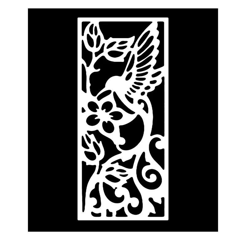  شابلون باتیس آرت طرح گل و پرنده کد 50-255