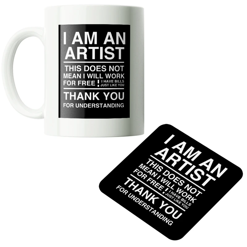 ماگ پاد آفرین مدل آرتیست هنرمند کد PZ054 به همراه زیرلیوانی