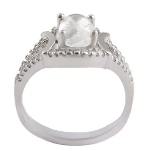 انگشتر نقره زنانه بازرگانی میلادی مدل سنگ در نجف نگین برلیان بدون ریزش ابکاری رادیوم کد AWR_1435