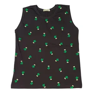 تاپ زنانه مدل نخ پنبه طرح کاکتوس