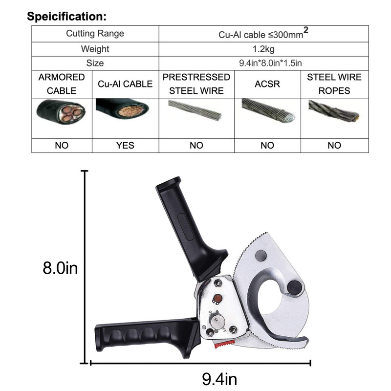 قیچی کابل بر جغحغه ای مدل XLJ-D-300 قیچی کابل بر جغحغه ای مدل XLJ-D-300