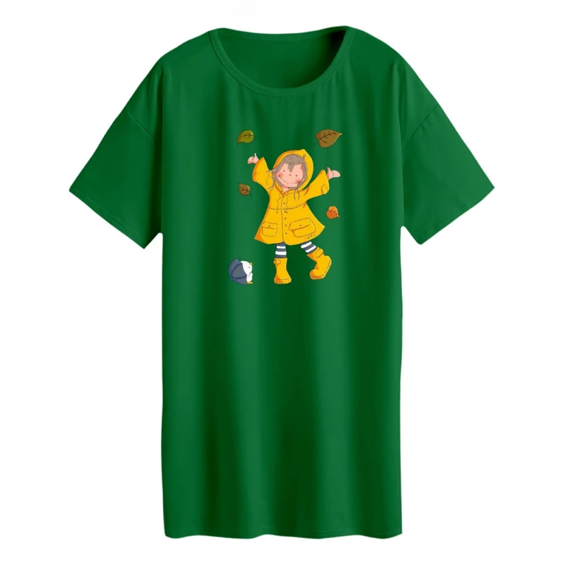 تی شرت لانگ زنانه مدل دخترک پاییزی کد 3