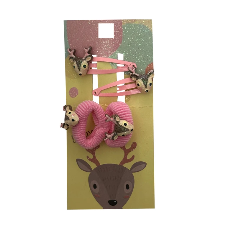 ست گیره و سنجاق مو دخترانه مدل گوزن کد 7664 مجموعه 4 عددی