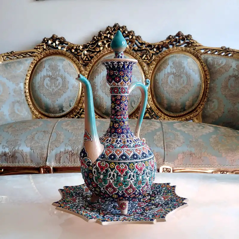 ست گلاب پاش و بشقاب میناکاری کد 25