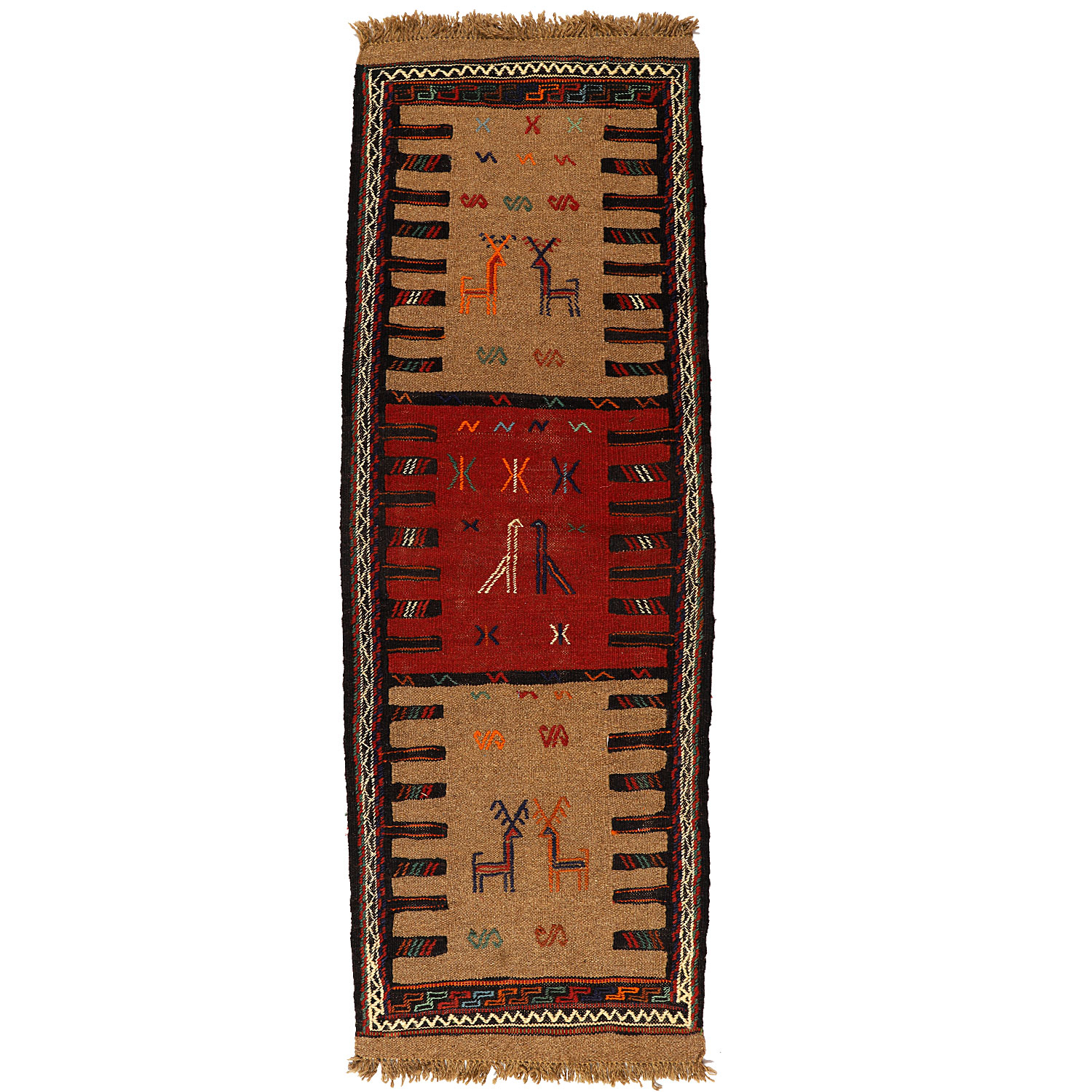 گلیم دستبافت کناره طول دو متر کد 140254