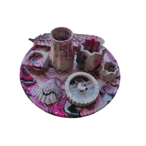 ست 8 تکه جاشمعی و جاعودی بتنی مدل 002