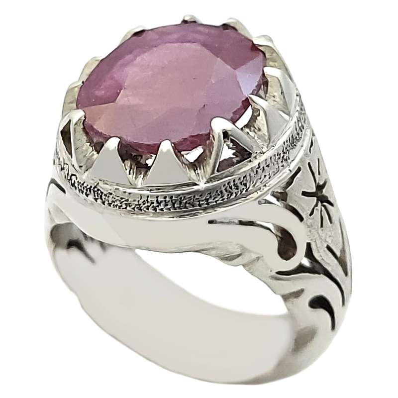 انگشتر نقره مردانه مدل یاقوت کد VA6474