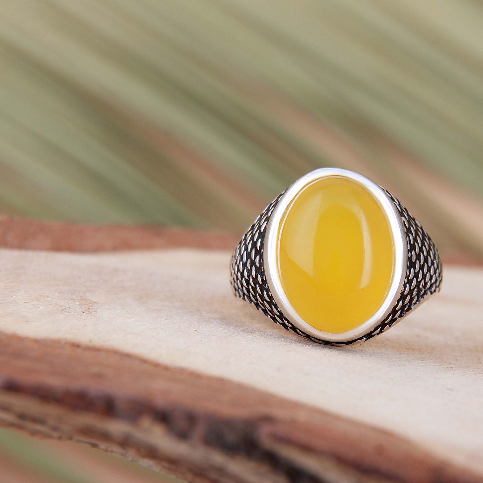 انگشتر نقره مردانه مدل رکاب سیلندری سنگ عقیق شرف الشمس کد AM_04318 -  - 2