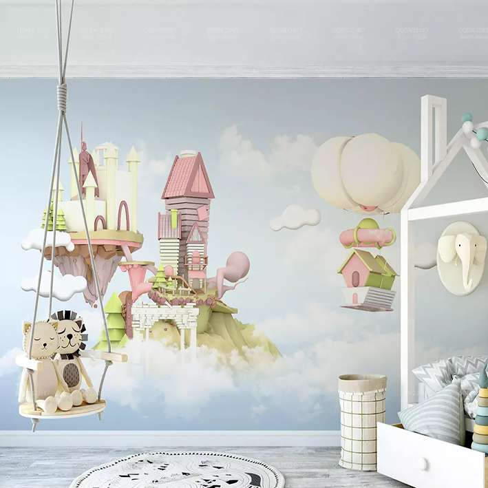 پوستر دیواری اتاق کودک مدل خانه بادکنکی DVRF1602