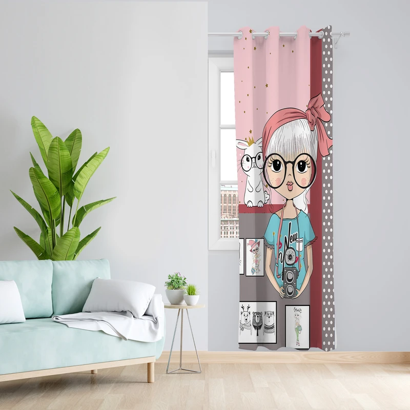 پرده طرح کودک مدل مخمل پانچی کد L 1114 Z سایز 140x200 سانتی متر