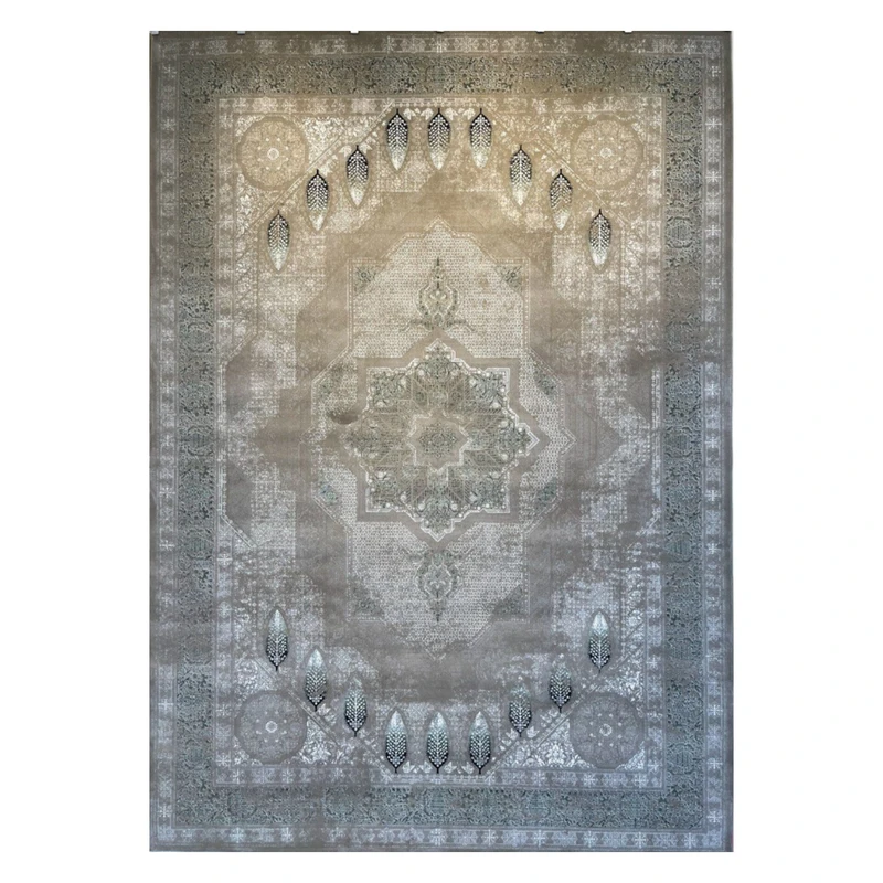 فرش ماشینی 1200 شانه زمینه سبز حاشیه سبز مدل هورتاش 3600